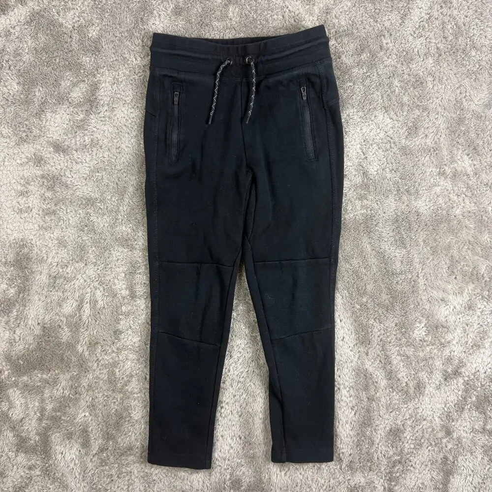 Gap Black GapFit Tech Pant Sweatpants Joggers Reinforced Knee S Small 6 7 Boys